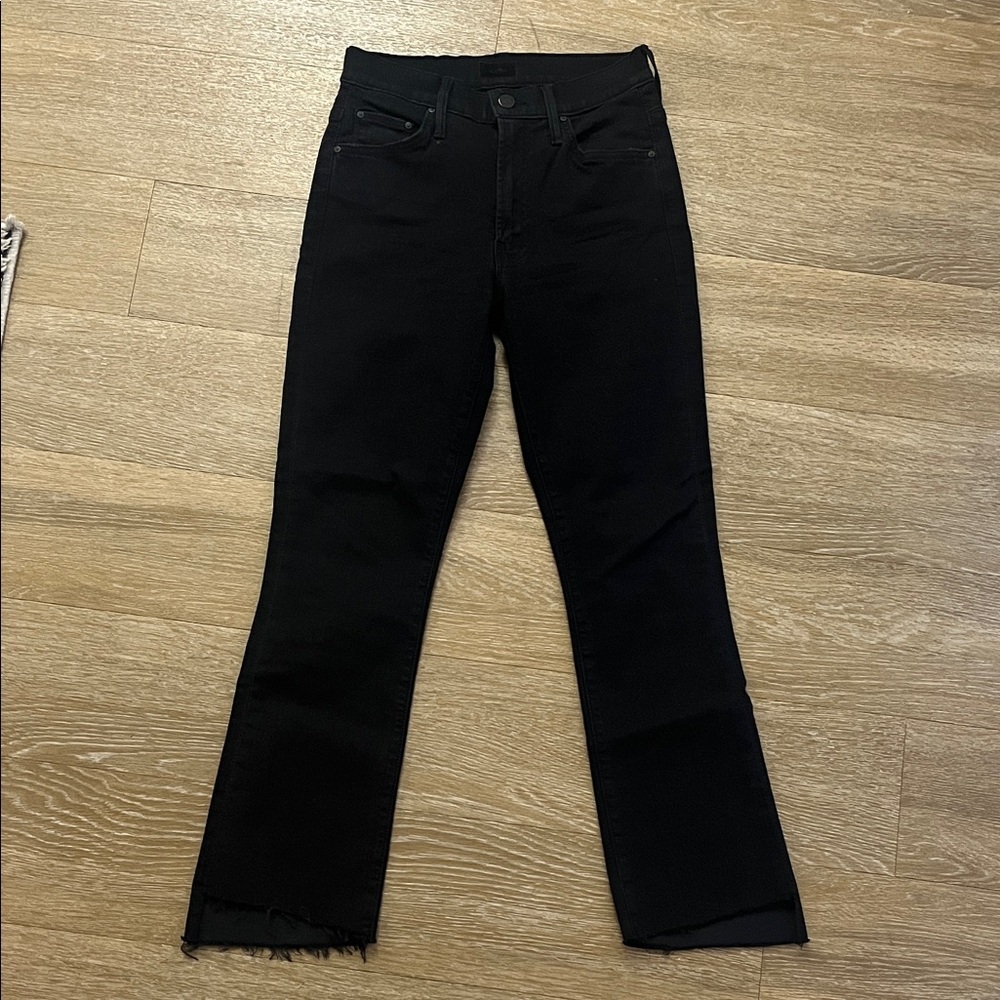 Mother The Insider Crop Step Fray Not Guilty Black High Rise Jeans size 27 - Picture 8 of 14